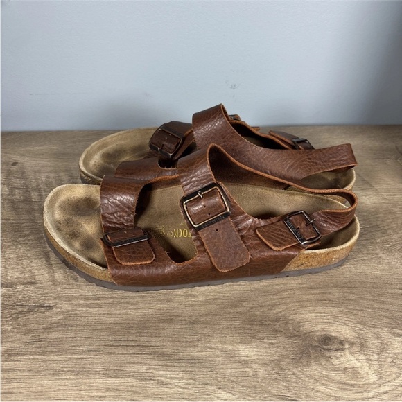 Birkenstock Milano Heel Strap Leather Sandals Brown Regular Size 45 M/12 - Picture 2 of 13